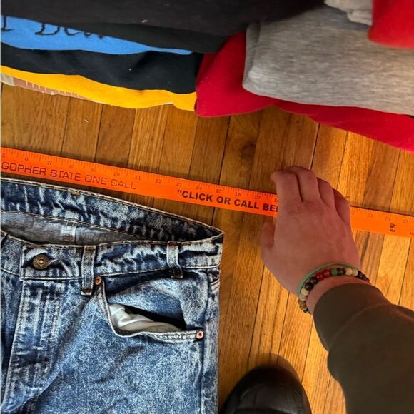 Vintage Acid Washed Orange Tab Levis Jeans Sz 34 x 32 - Picture 10 of 10